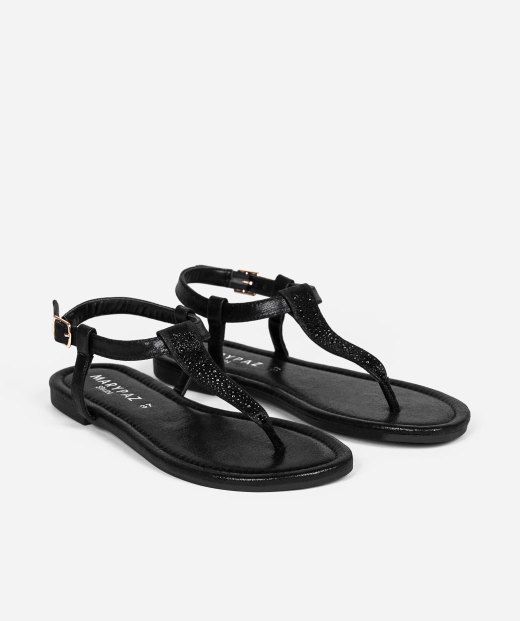 Sandalia plana detalle strass
